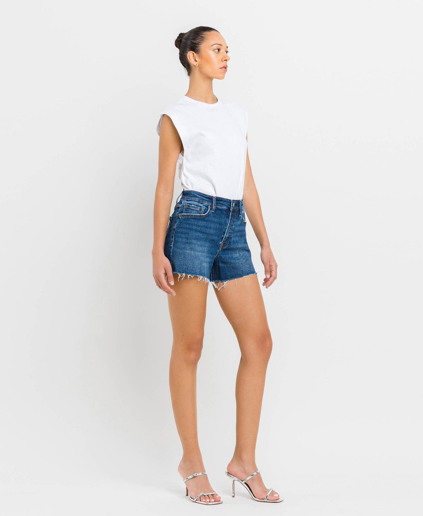 VERVET HIGH RISE RAW HEM SHORTS