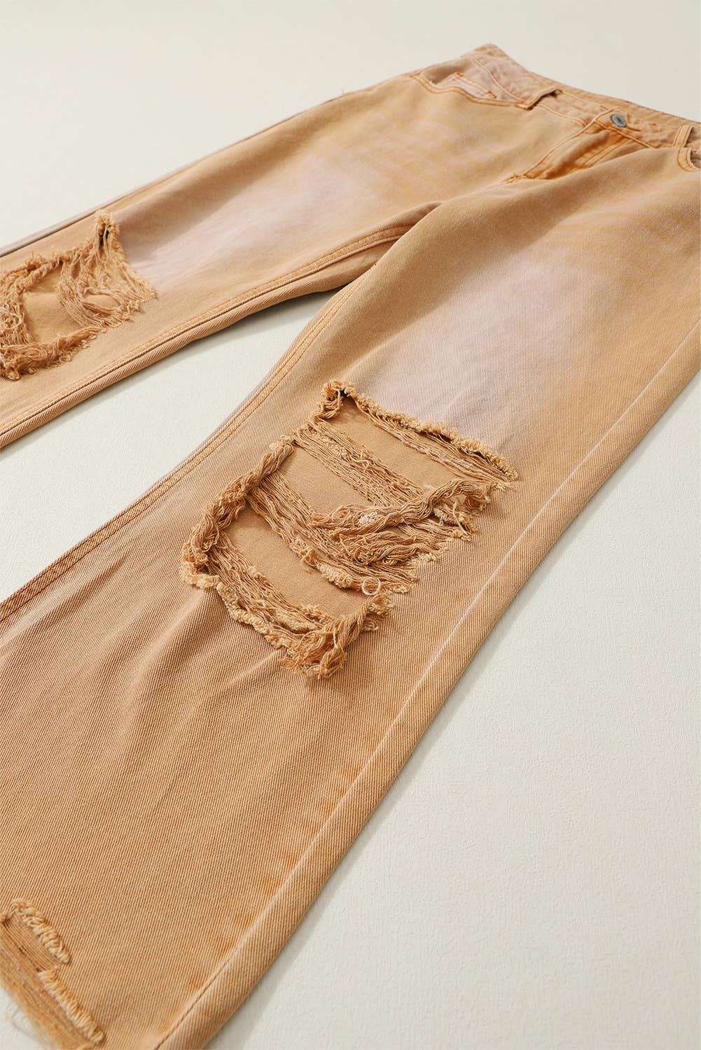 Distressed High Waist Cropped Flare Jeans