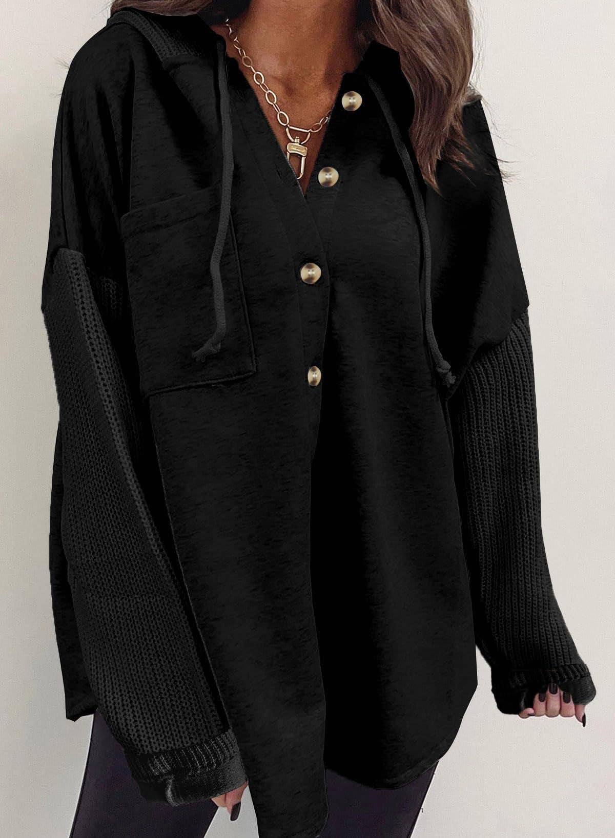 Hooded Button Up Sweatshirt