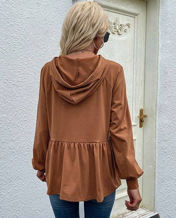 Long Sleeve Peplum Hoodie