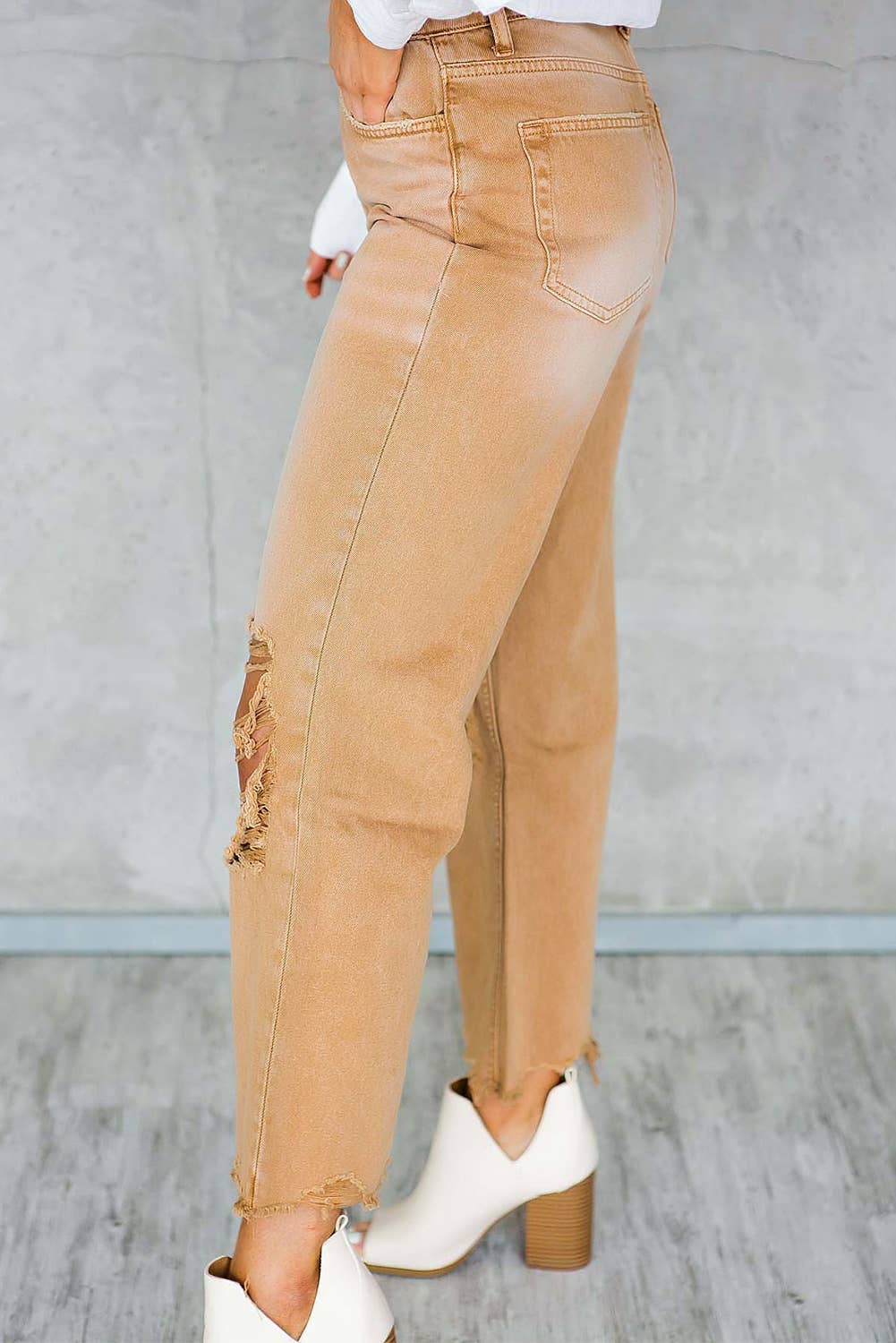 Distressed High Waist Cropped Flare Jeans