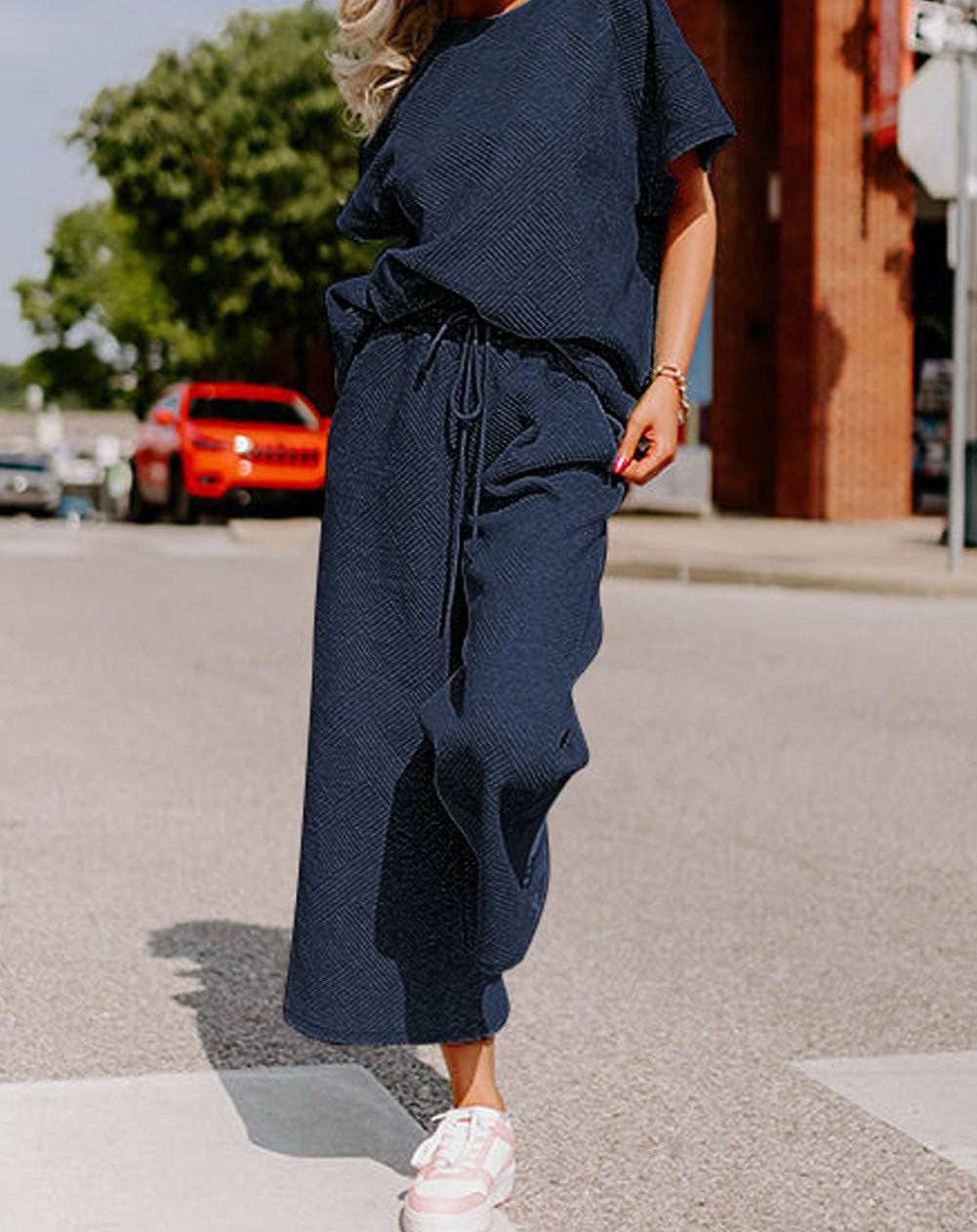 Textured Top Pants Set
