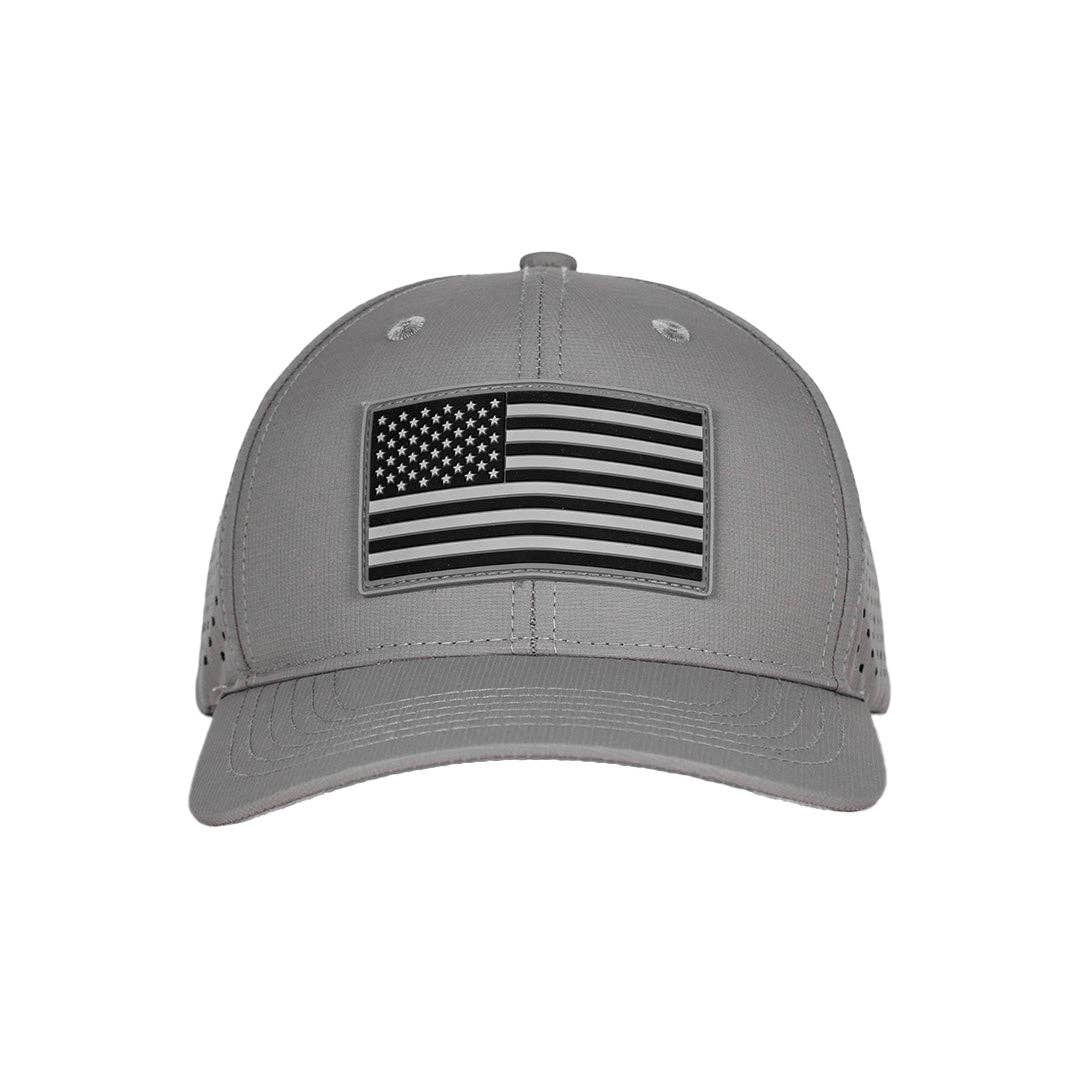 Performance Snap Back| Blackout American Flag | Grey