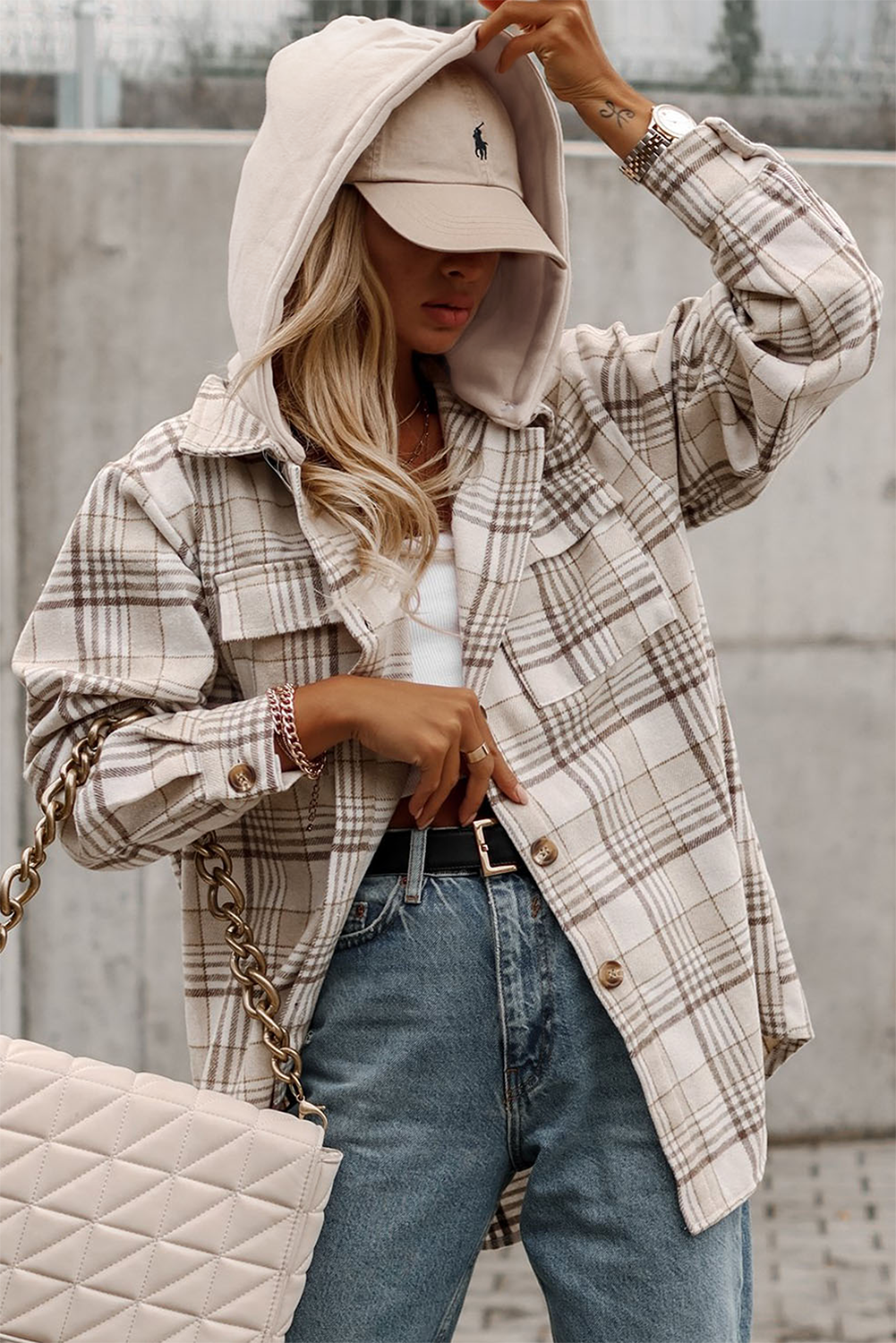 Khaki Hooded Shacket