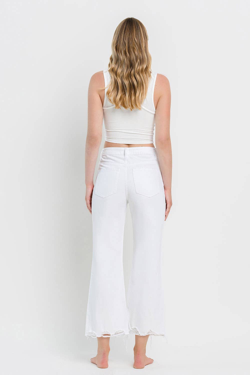 90'S VINTAGE SUPER HIGH RISE CROP FLARE JEANS