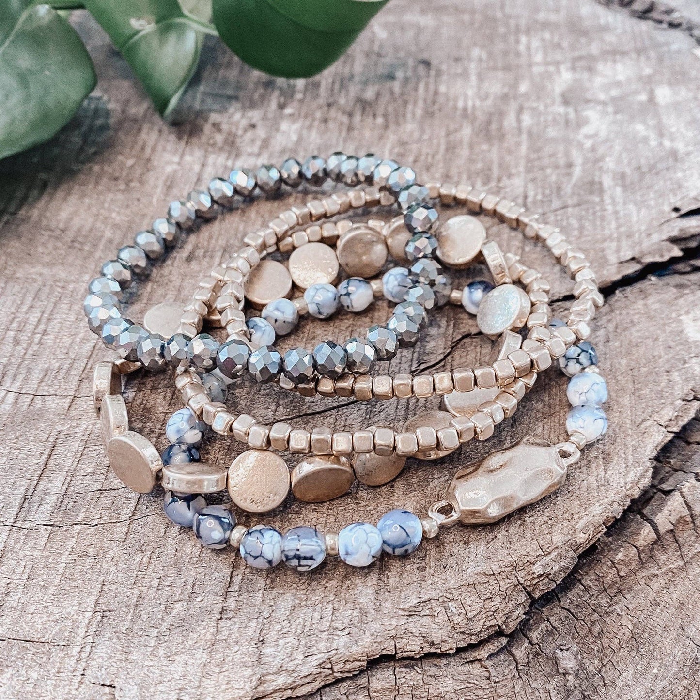 5 piece Boho Beaded Bracelets Stack Jasper