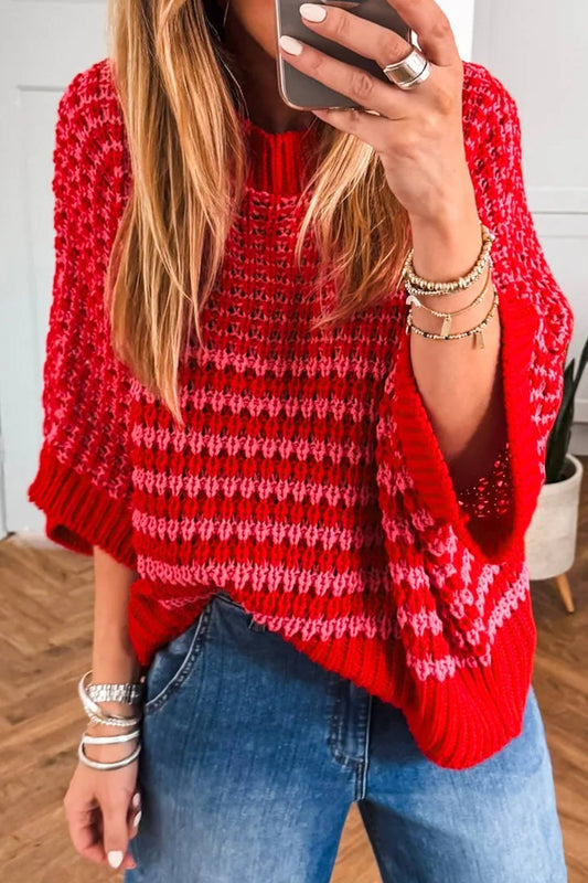 Draped Sleeve Short Sleeve Sweater