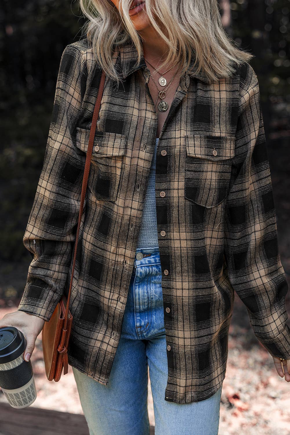 Multicolor Plaid Flap Pocket Button Down