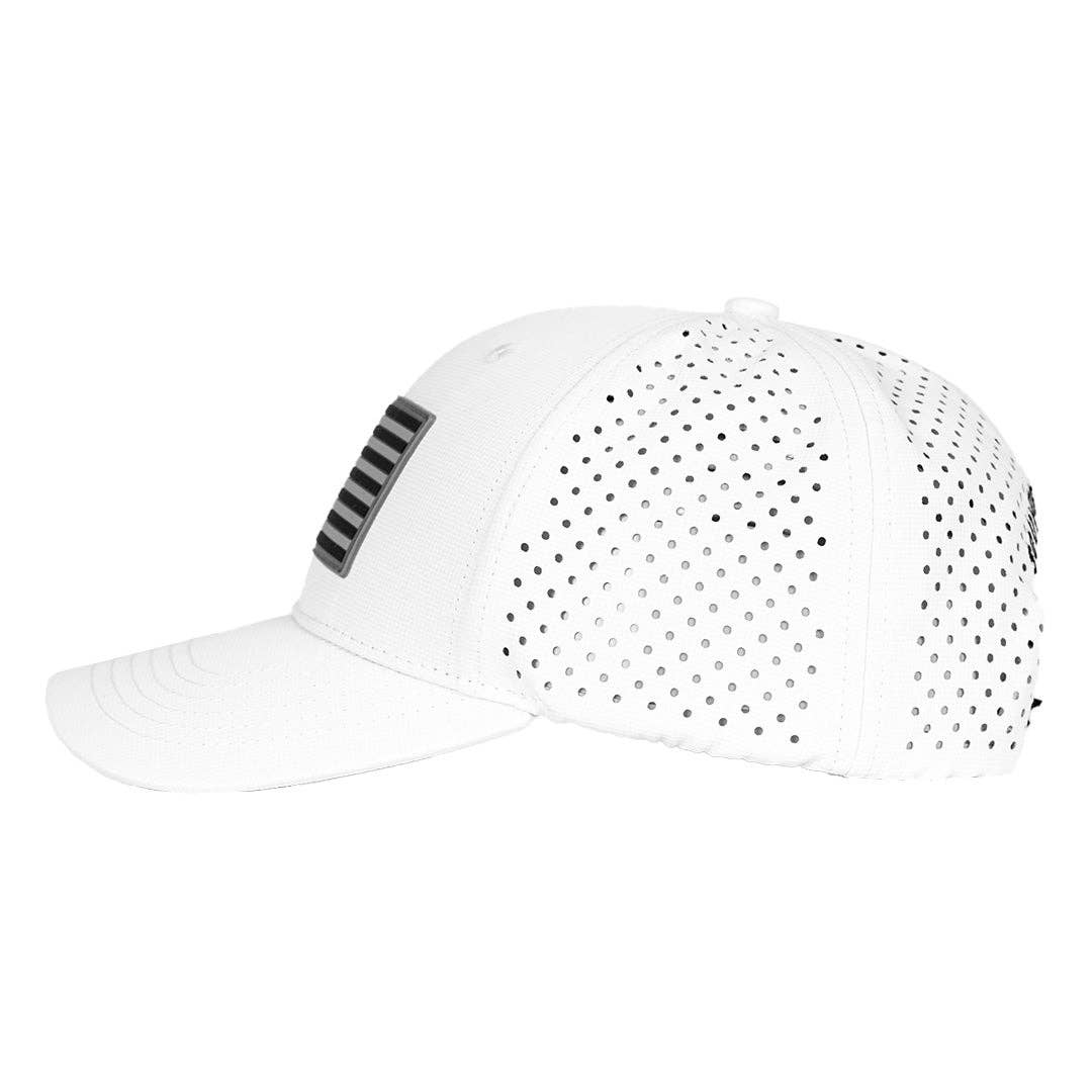 Performance Snap Back| Blackout American Flag | White