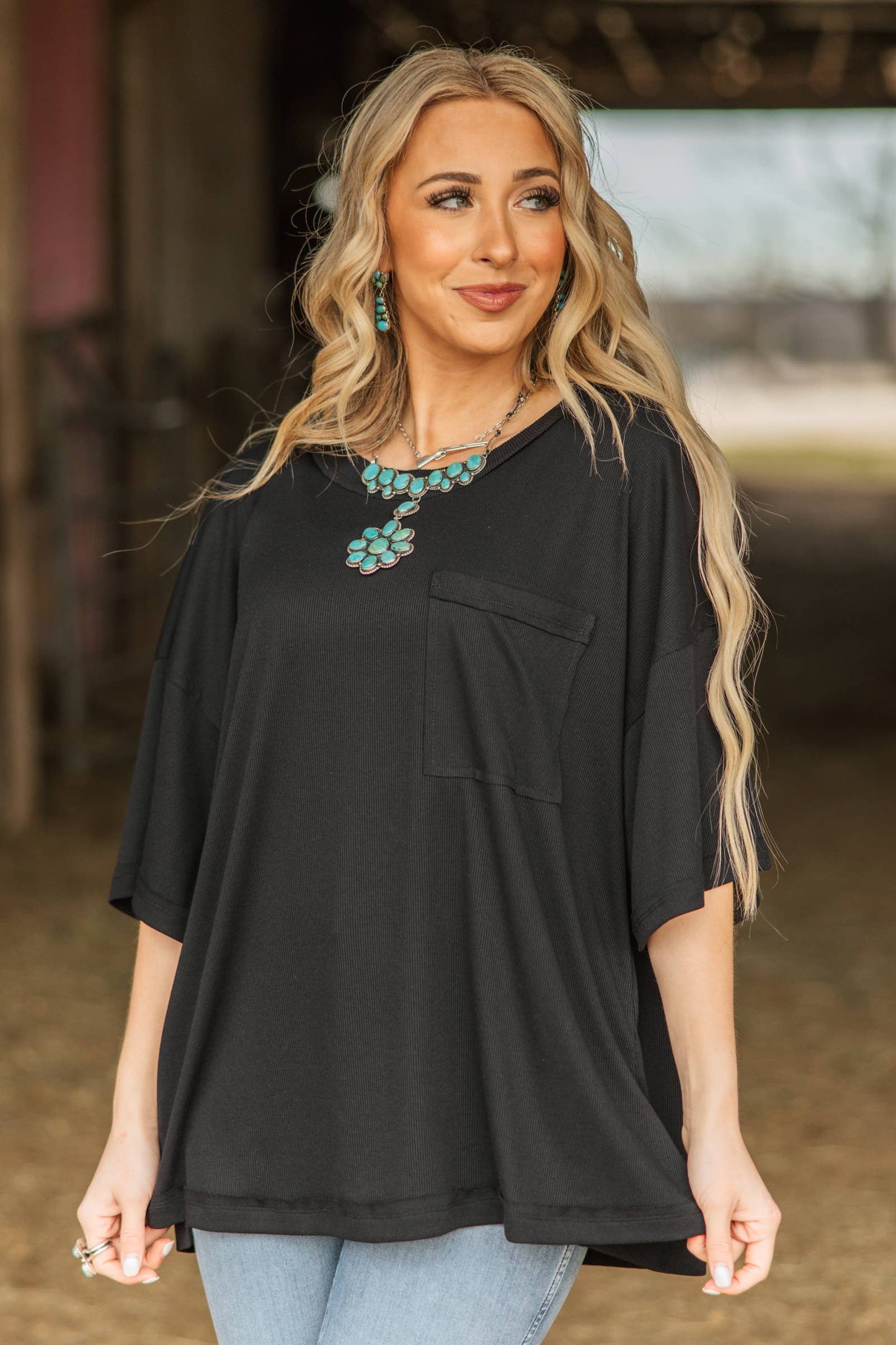 Relaxed Boyfriend Top w/ Pocket