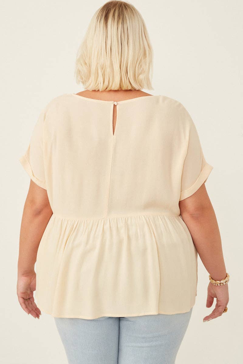 Crochet Trimmed Babydoll Top