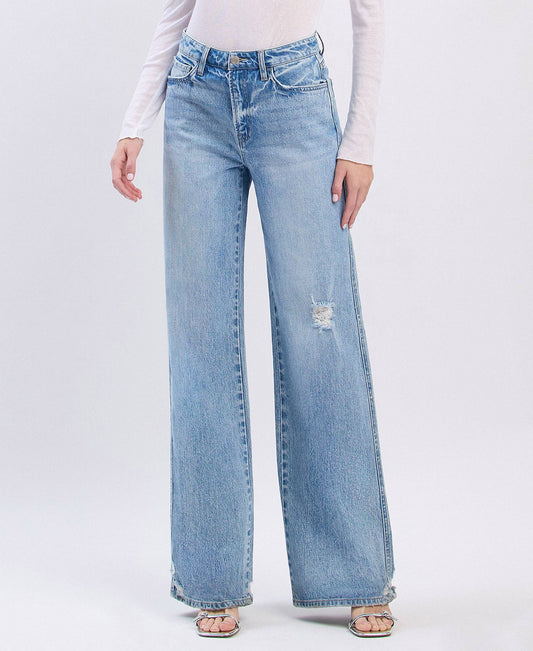 SUPER HIGH RISE BAGGY WIDE LEG JEANS