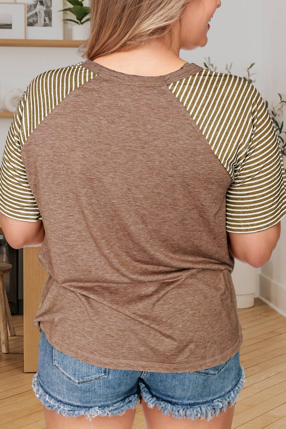 Plus Size Striped Patchwork Top
