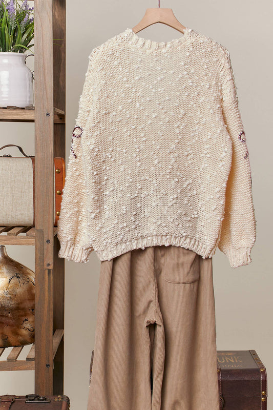 Ribbon Patch Popcorn Cardigan