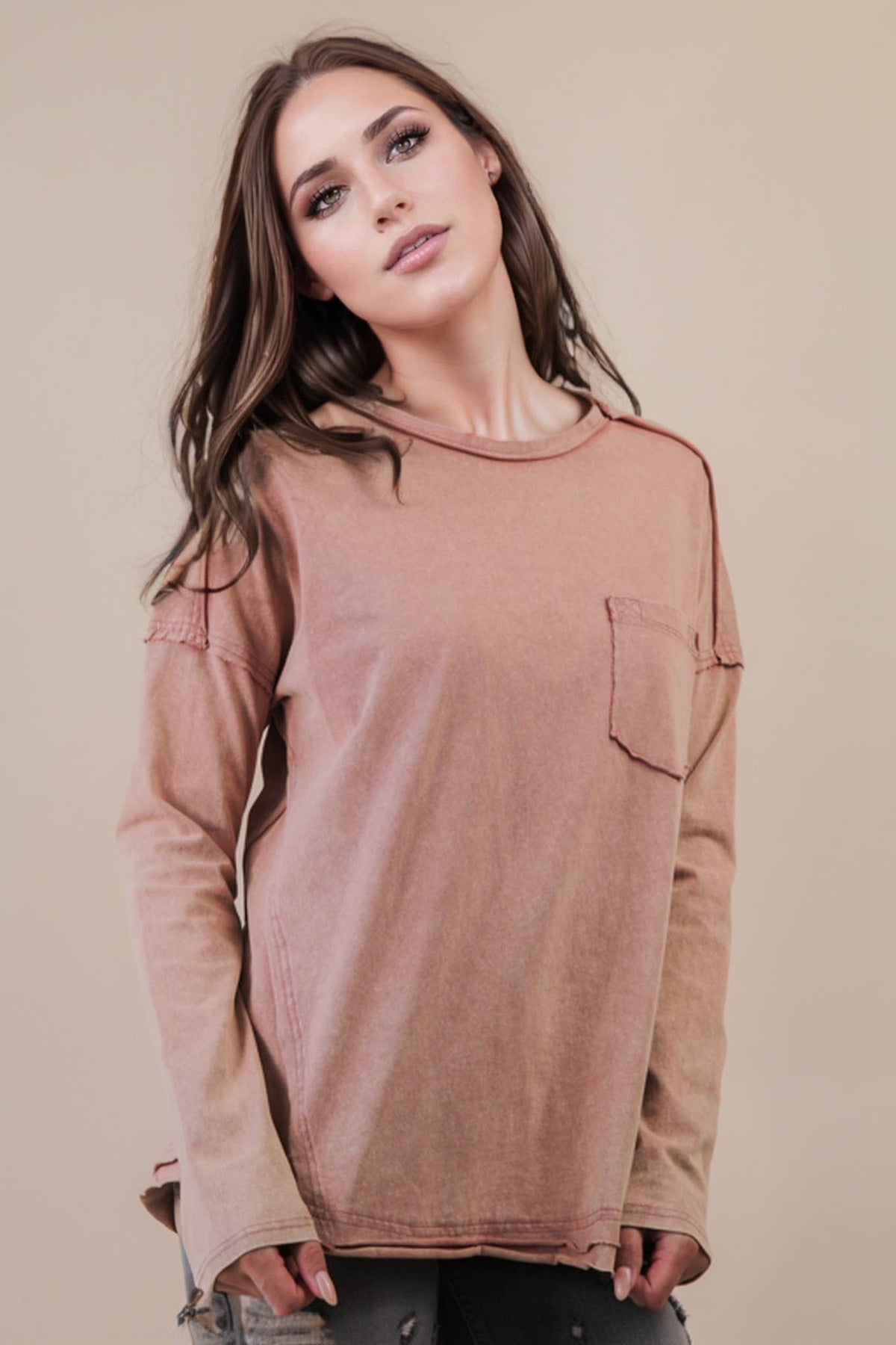 Mineral Washed Casual Knit Top
