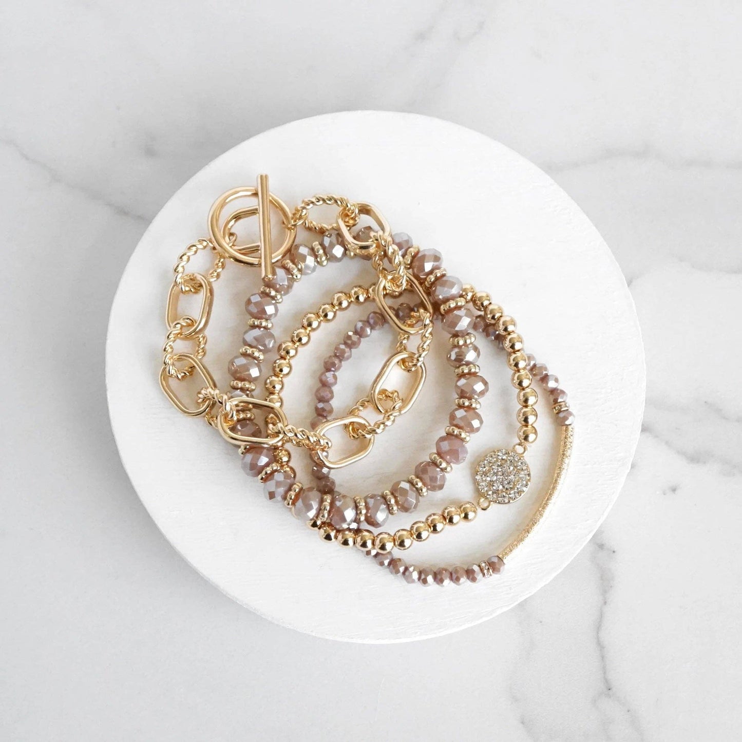 Blush Pink & Gold Bracelet Set