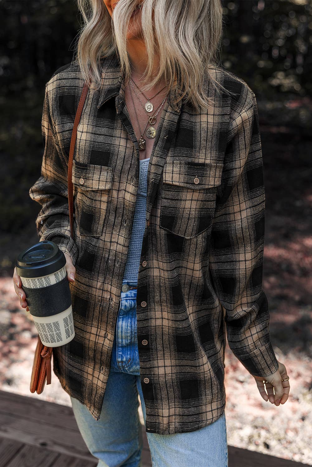 Multicolor Plaid Flap Pocket Button Down