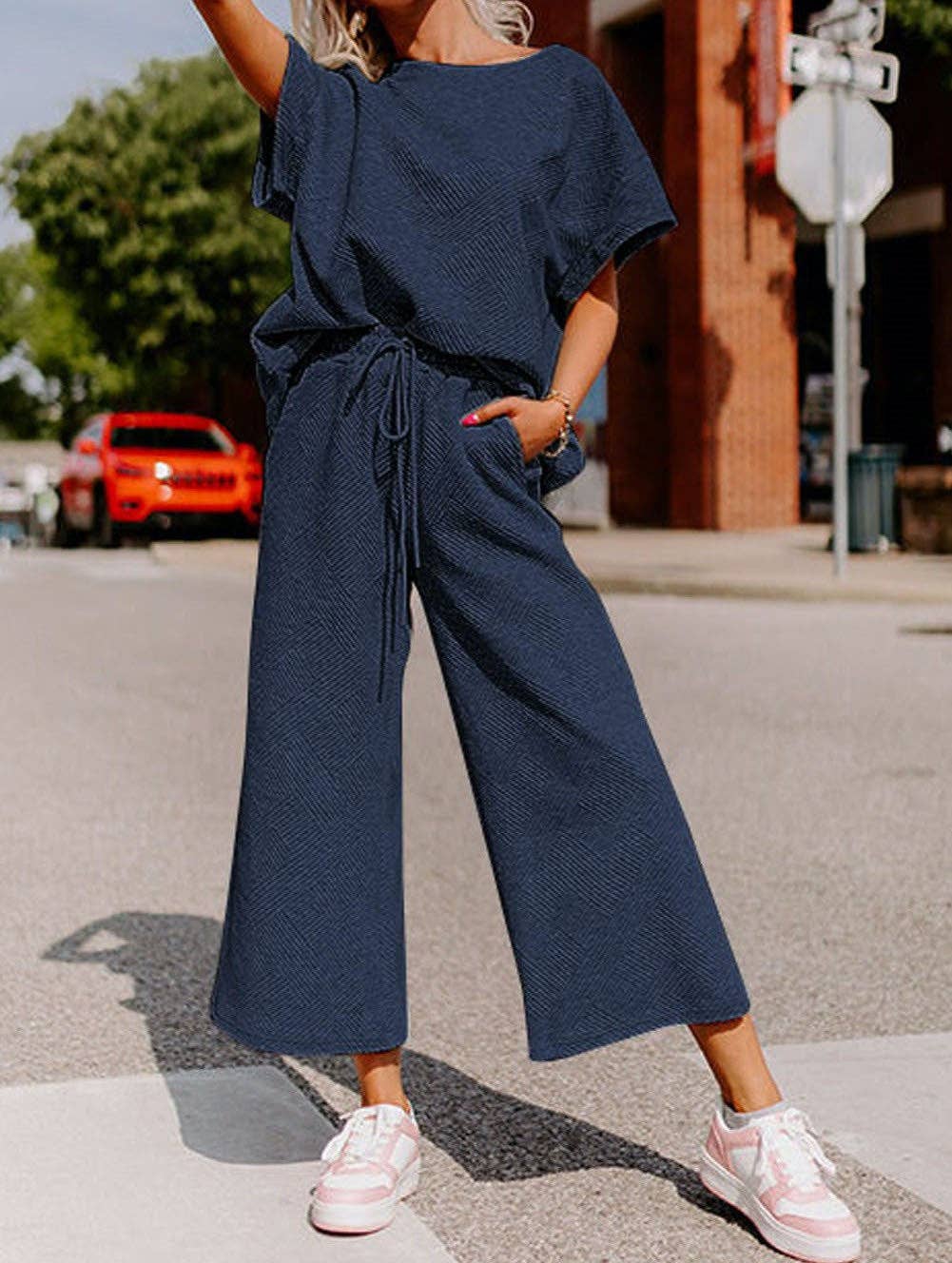 Textured Top Pants Set