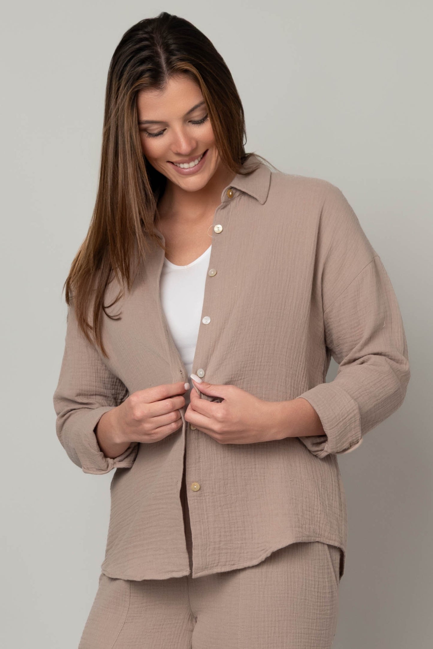 Cotton Button Front Top