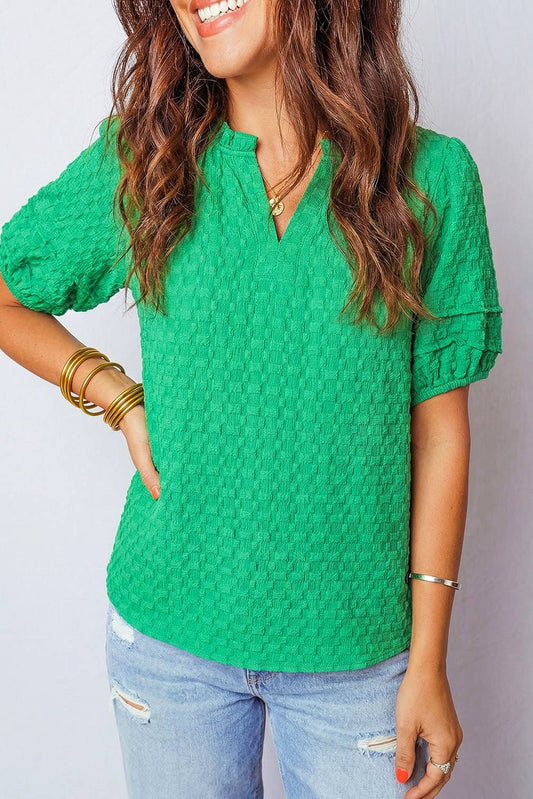 Puff Sleeve V Neck Top