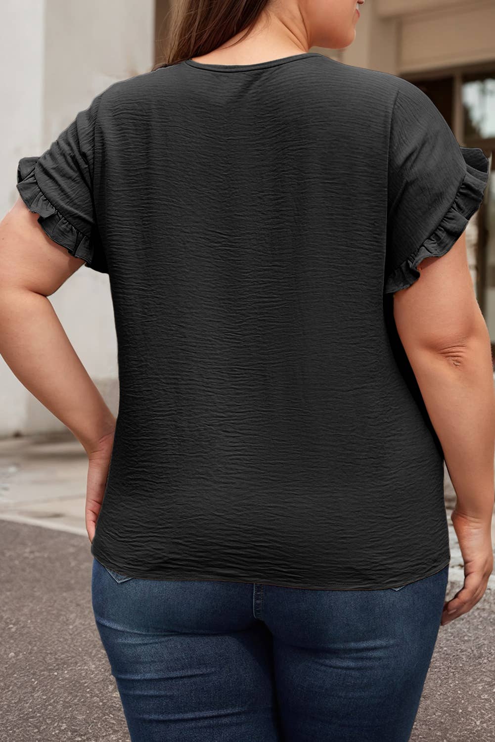 Plus Size Ruffled Sleeve Top