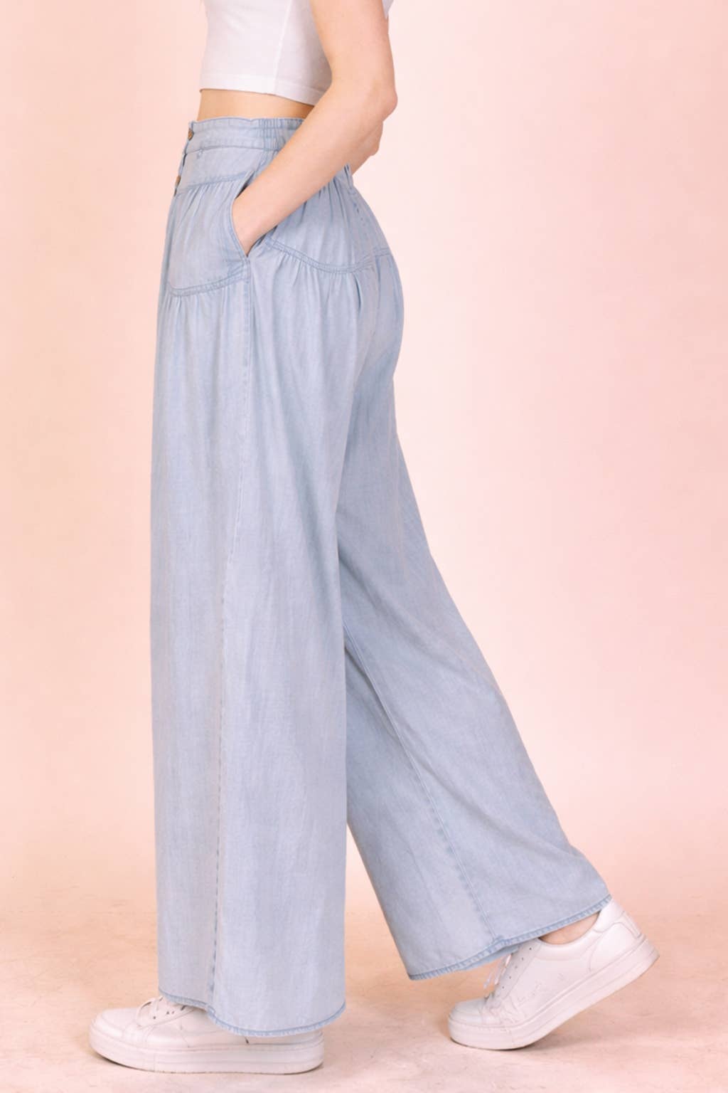 Chambray Wide Pants
