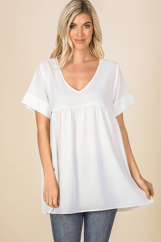 EMPIRE WAIST SHIRRING TUNIC