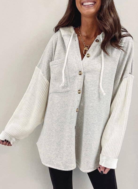 Hooded Button Up Sweatshirt