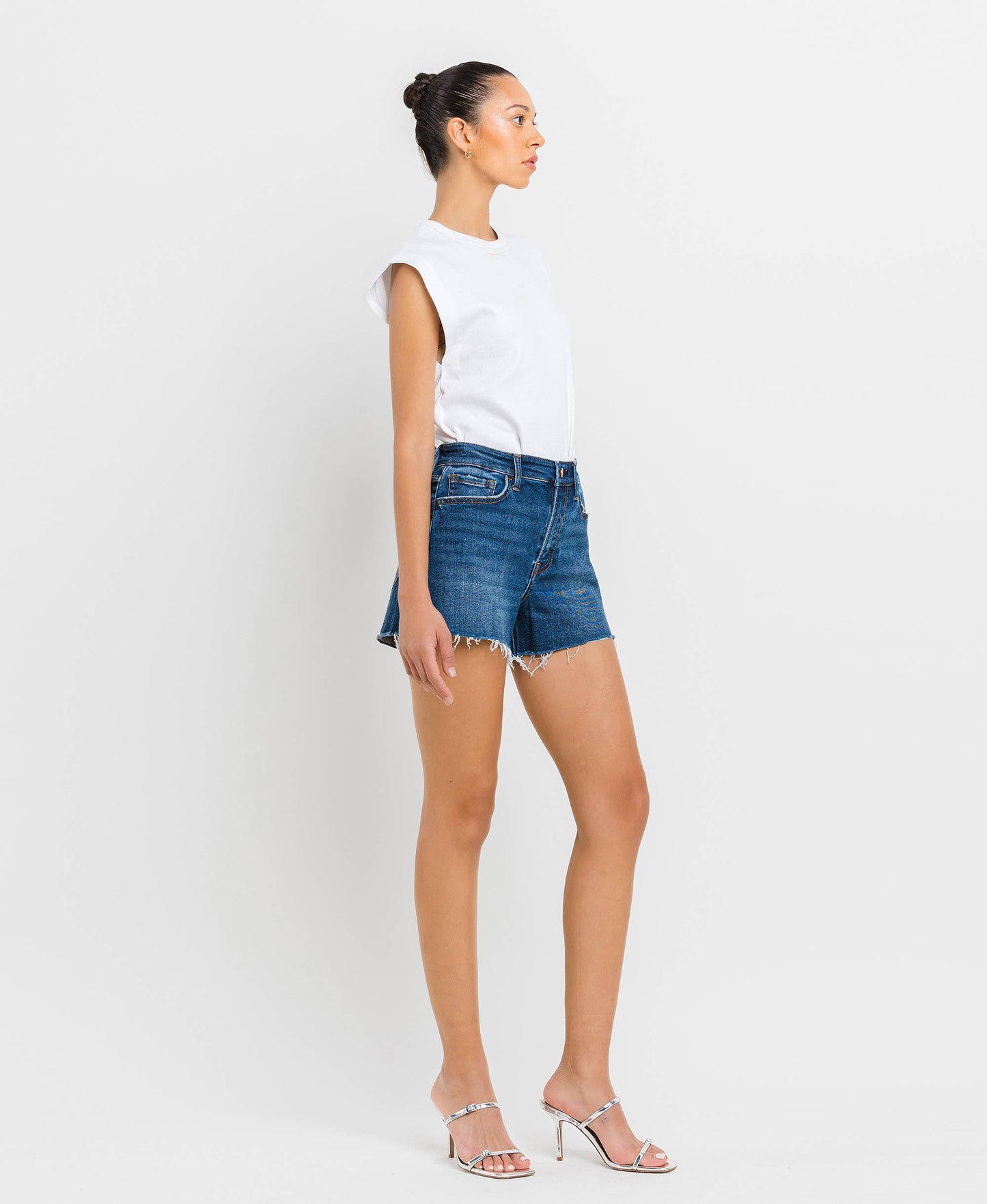 VERVET HIGH RISE RAW HEM SHORTS