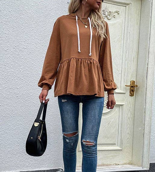 Long Sleeve Peplum Hoodie