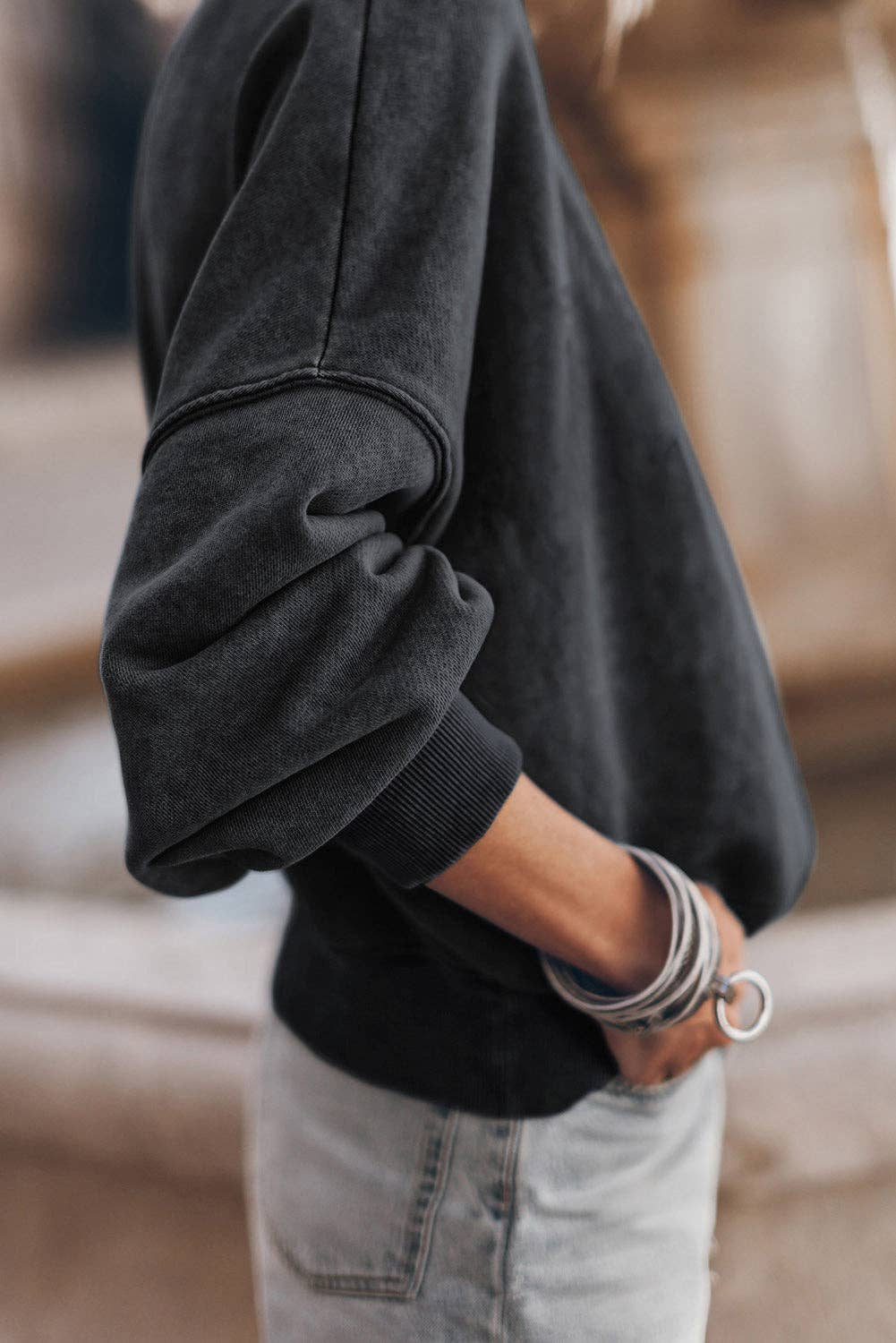 Drop Shoulder Crew Neck Sweatshirt