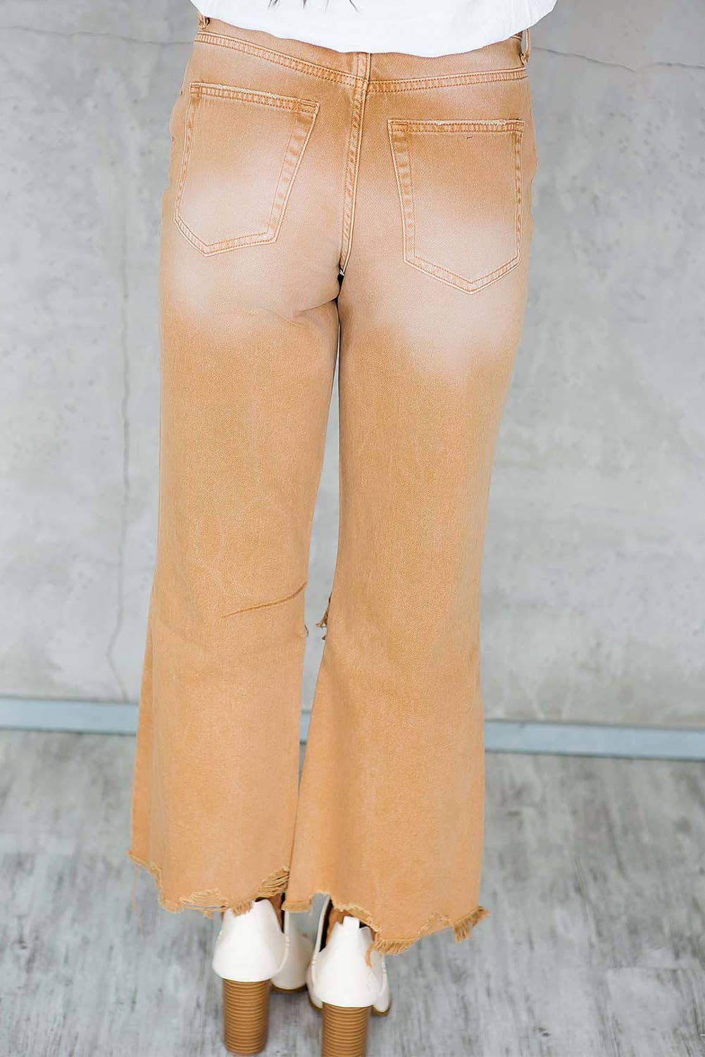 Distressed High Waist Cropped Flare Jeans