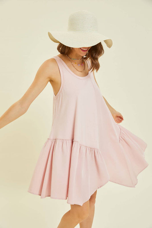 VALENTINE'S CUPID FABRIC MIXED FLARE MINI DRESS