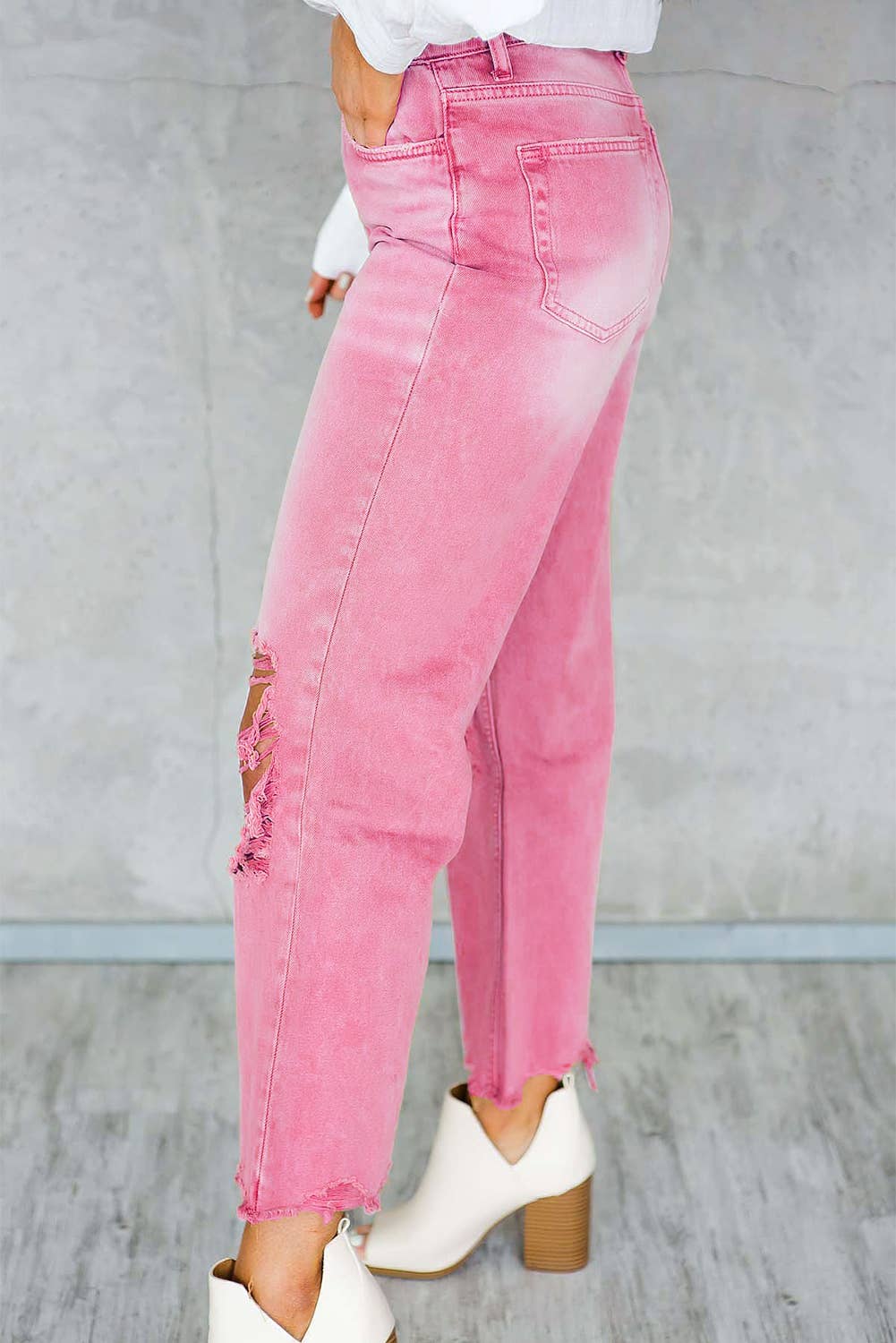 Distressed High Waist Cropped Flare Jeans