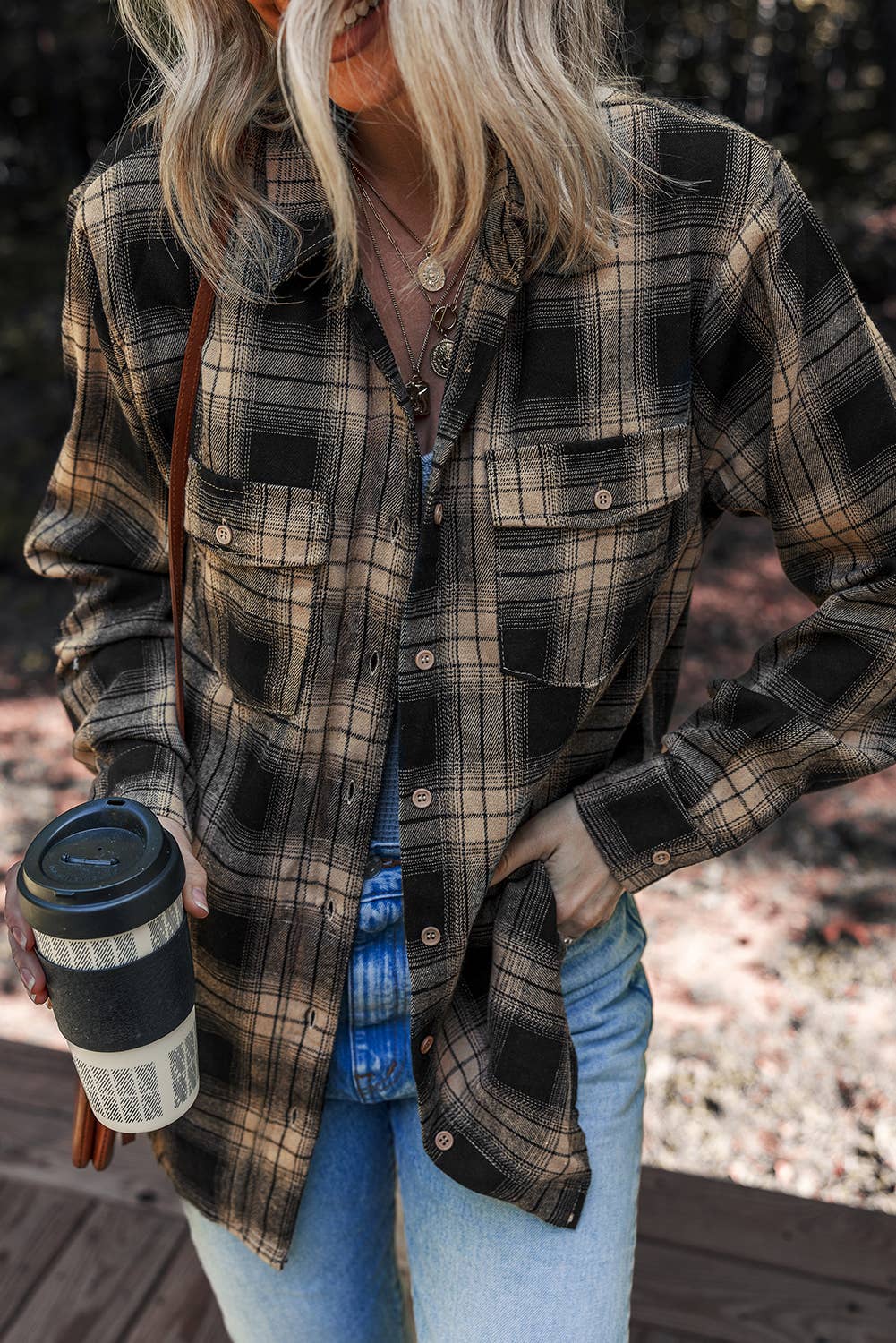Multicolor Plaid Flap Pocket Button Down