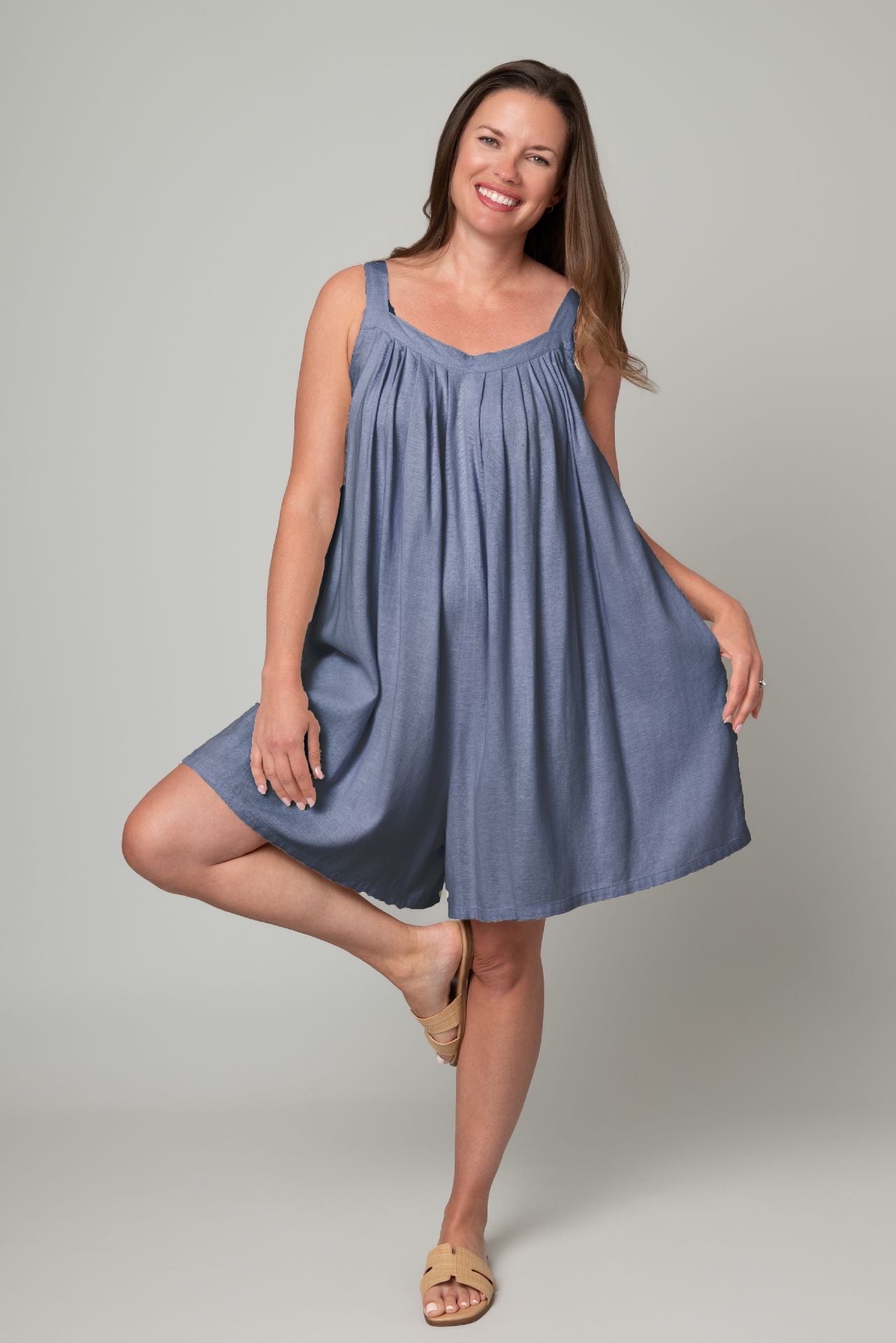 Blue Linen Romper