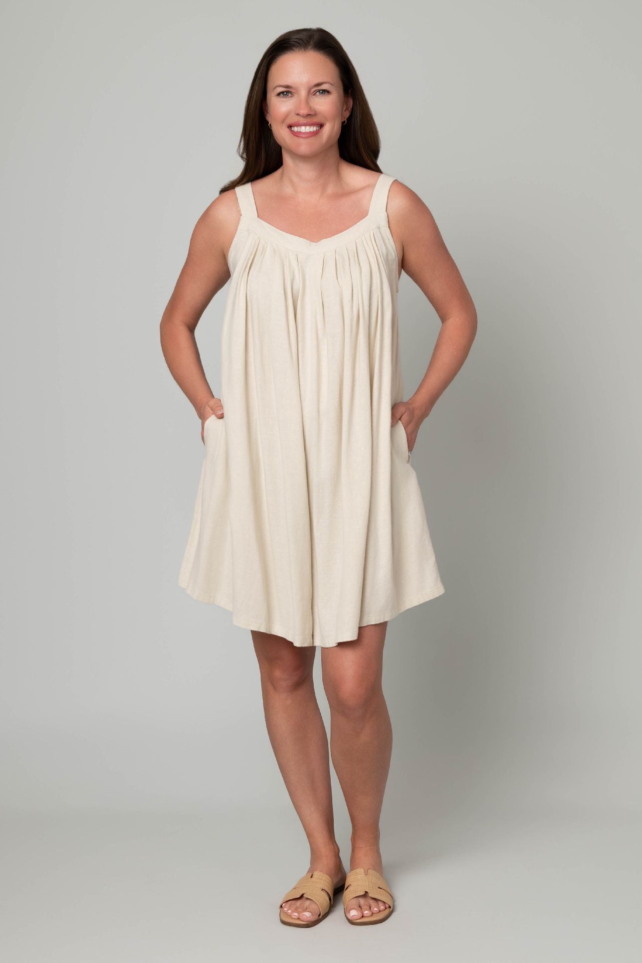Cream Linen Romper