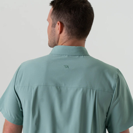 Performance Button Up- Ocean Swell