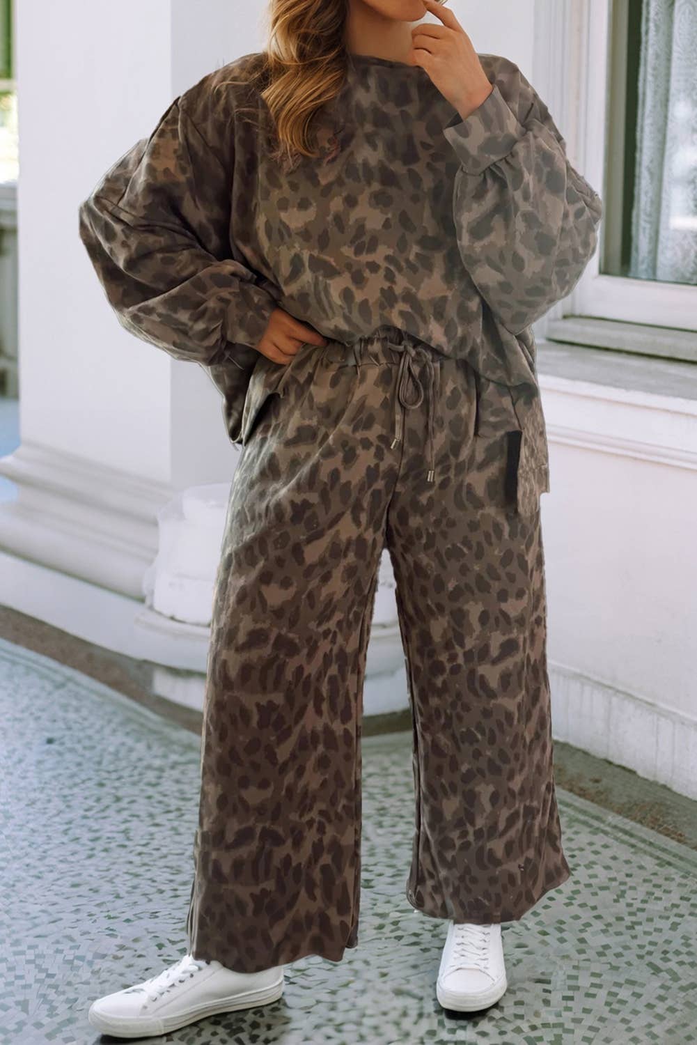Leopard Sweatshirt & Pant Set