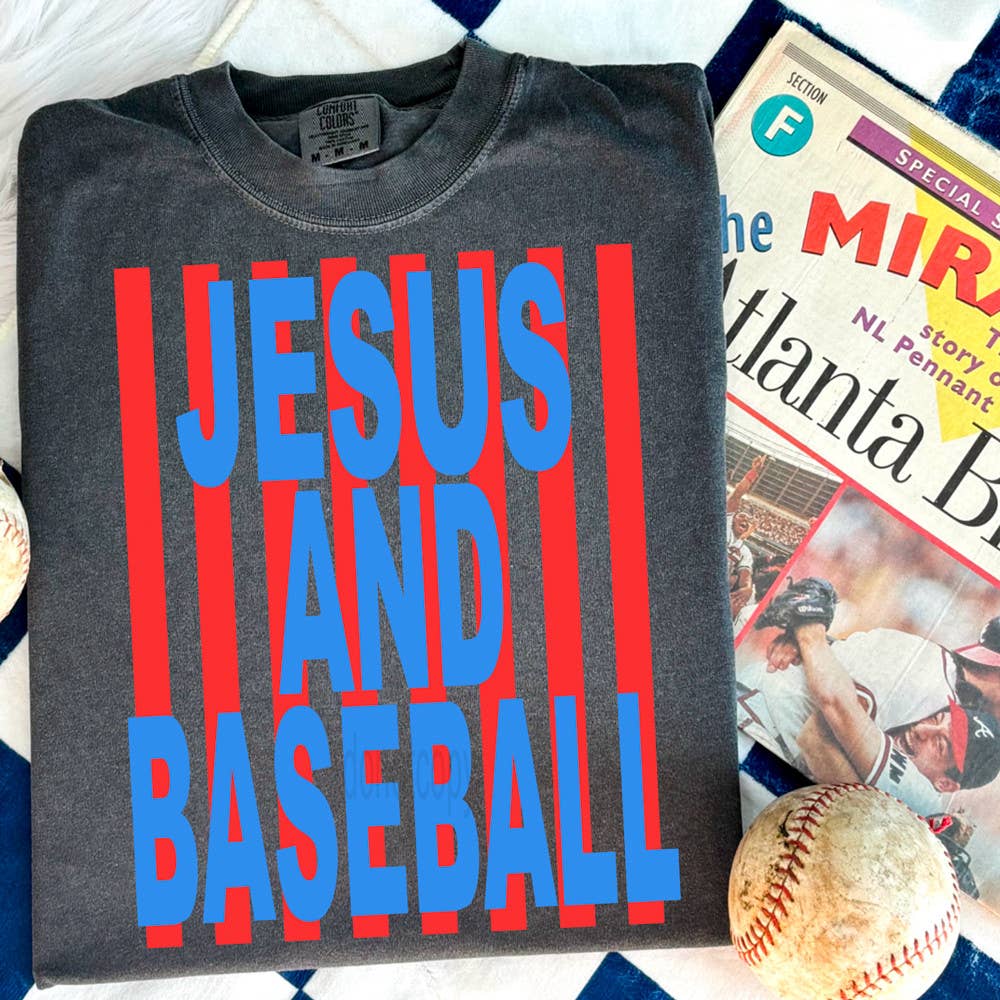 Jesus And Baseball Bold Stripe DTF Heat Transfer