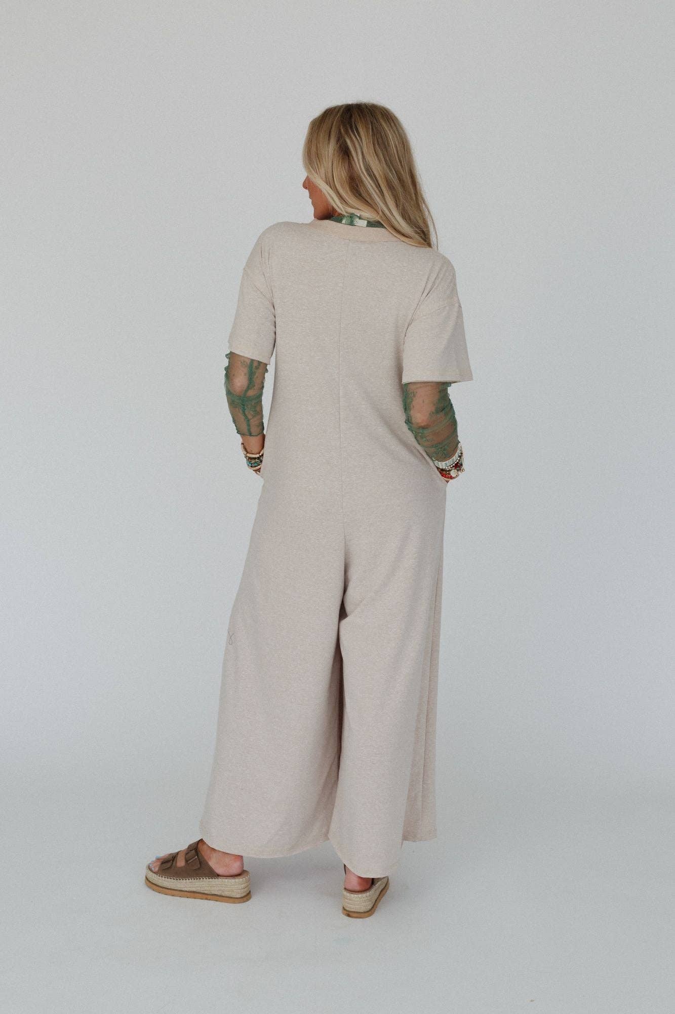 Jodi Short Sleeve Jumpsuit - Taupe