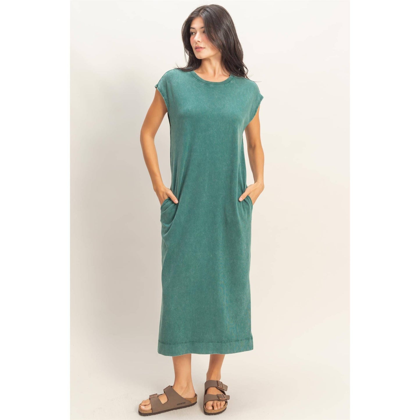 Mineral Wash Midi Dress