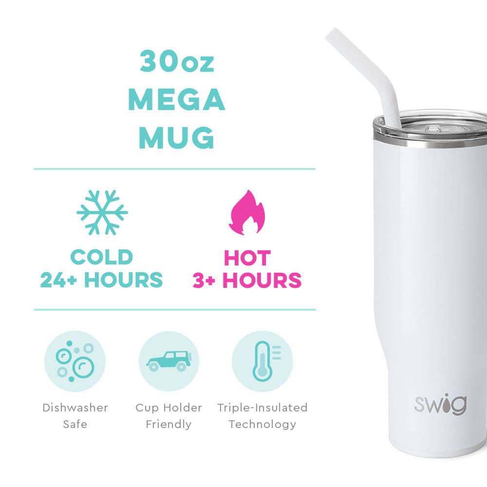 Shimmer Diamond White Mega Mug (30oz)