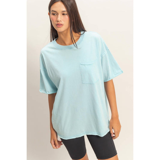 Washed Crew Neck Pocket T-Shirt