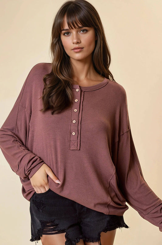 DOLMAN SLEEVE OVERSIZED HENLEY