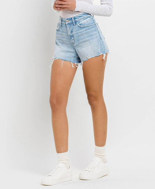VERVET HIGH RISE DISTRESSED HEM SHORTS