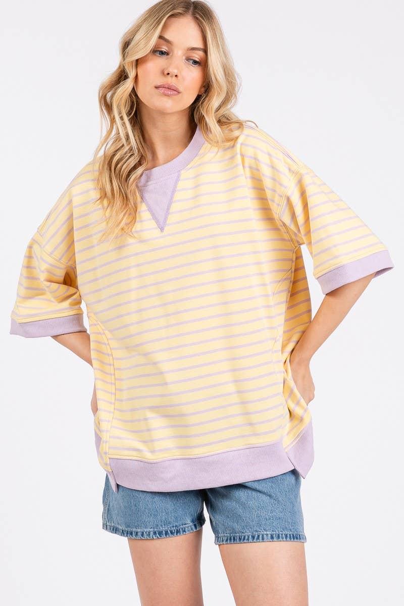 STRIPED TERRY OVERSIZED TOP
