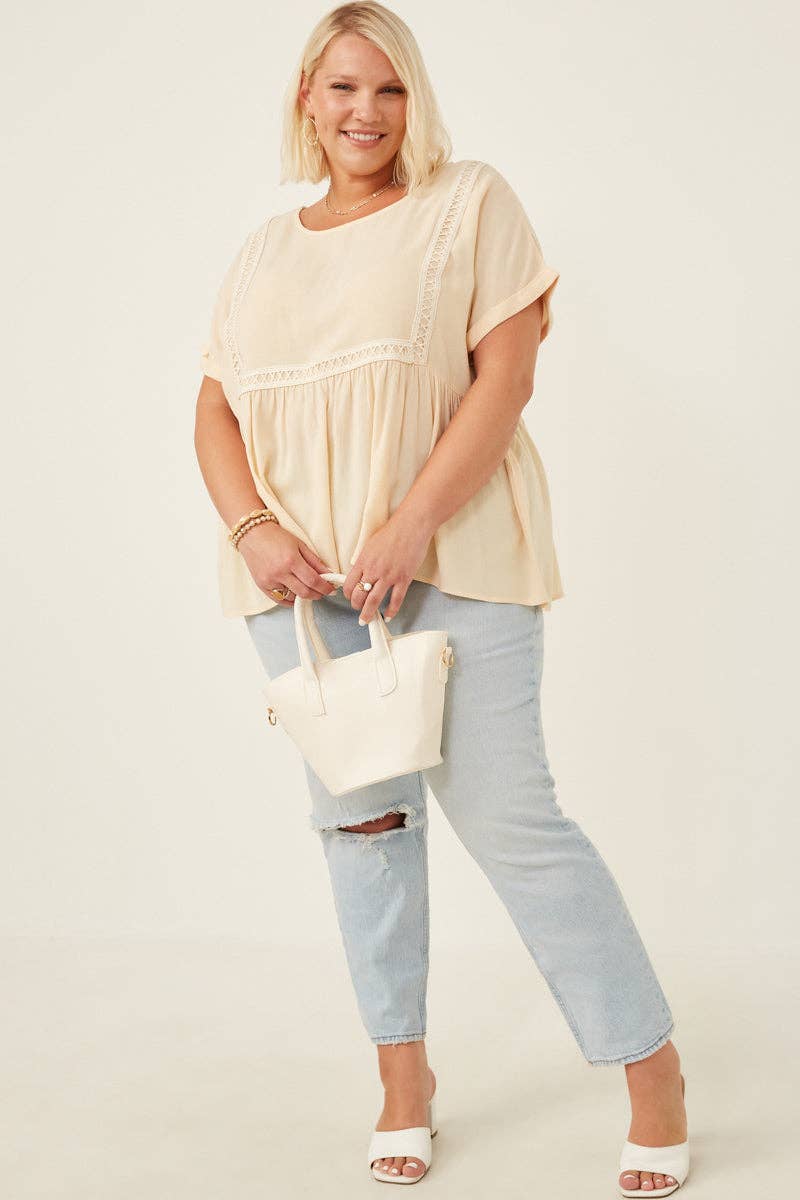 Crochet Trimmed Babydoll Top