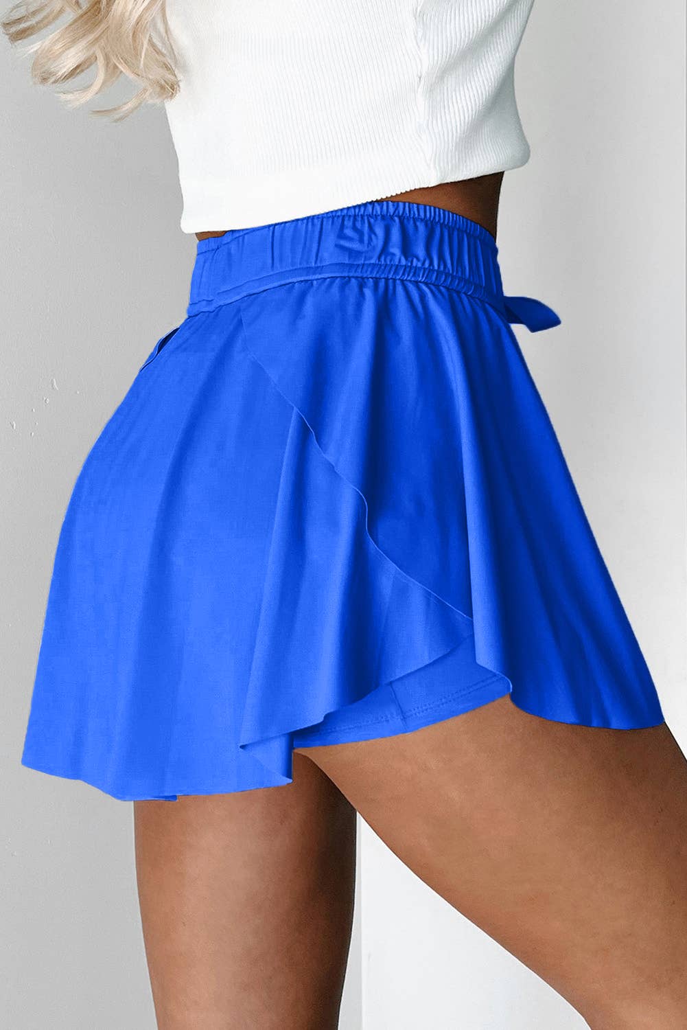 High Waist Drawstring Lined Sports Skorts