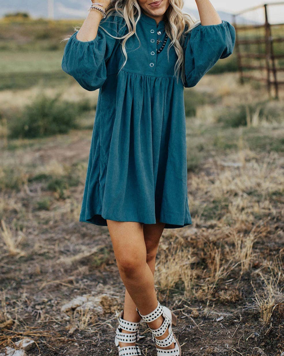 Corduroy Buttoned  Dress